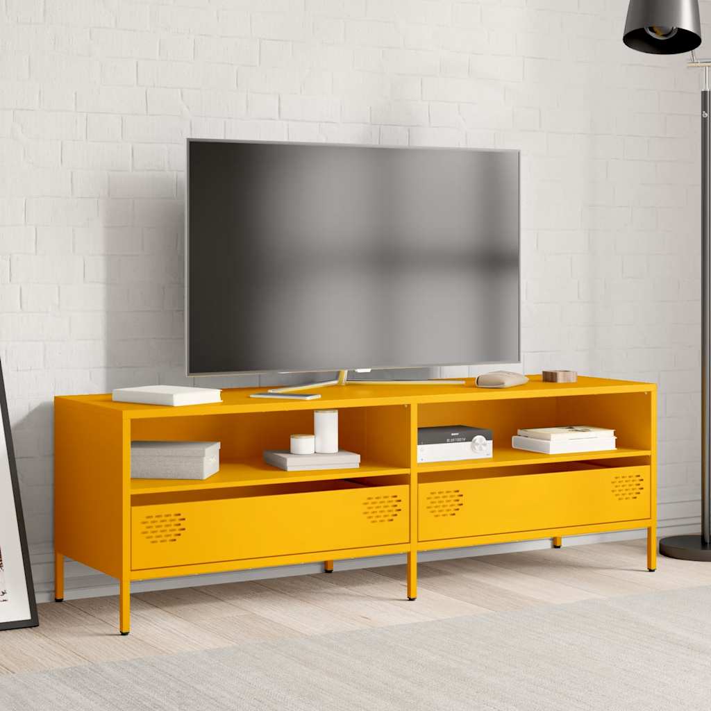 vidaXL Mobile TV Giallo Senape 135x39x43,5 cm in Acciaio