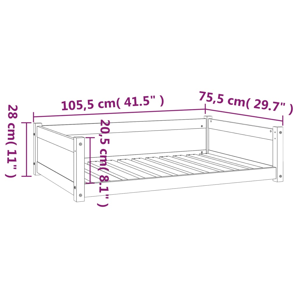 vidaXL Cuccia per Cani 105,5x75,5x28 cm in Legno Massello di Pino