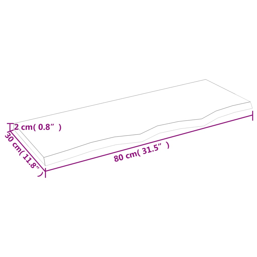 vidaXL Ripiano a Parete 80x30x2 cm Legno Massello Rovere Non Trattato