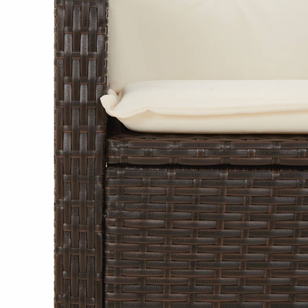 vidaXL Set da Pranzo da Giardino 3pz con Cuscini in Polyrattan Marrone