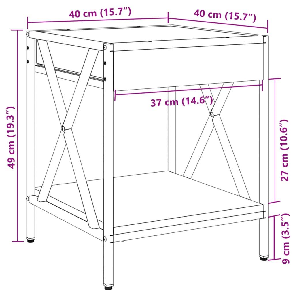 vidaXL Tavolino da Salotto con LED Infinity Nero 40x40x49 cm