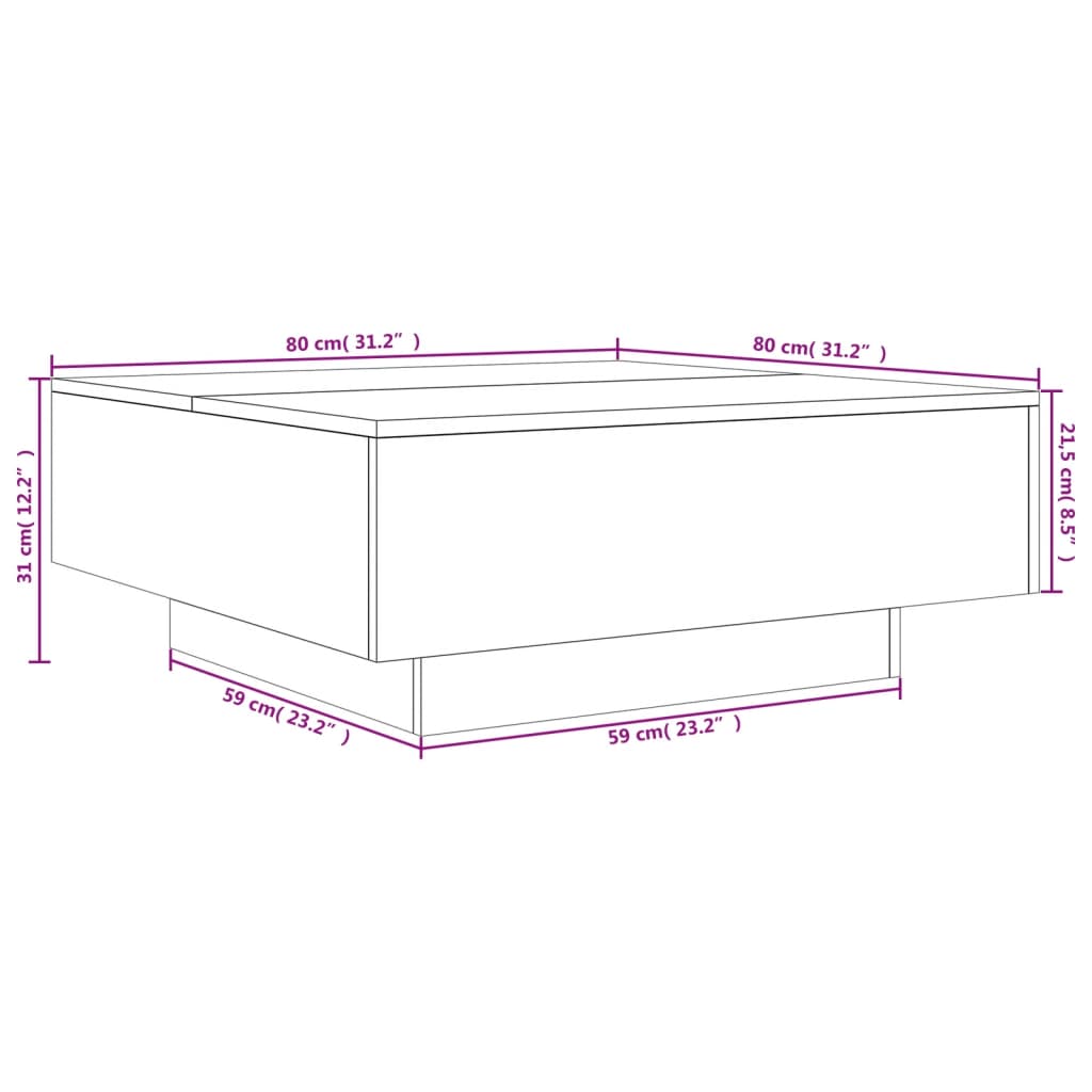 vidaXL Tavolino da Salotto Rovere Fumo 80x80x31 cm Legno Multistrato