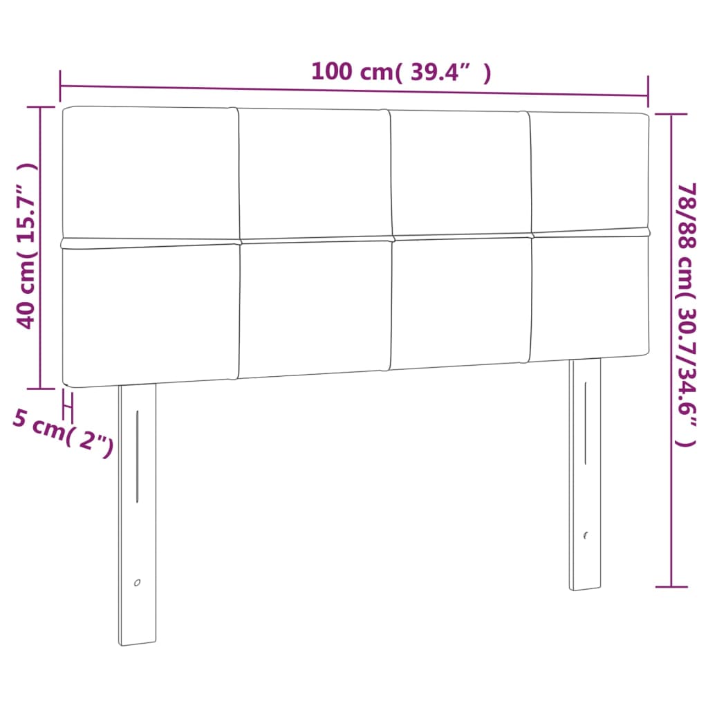 vidaXL Testiera a LED Grigio Chiaro 100x5x78/88 cm in Velluto