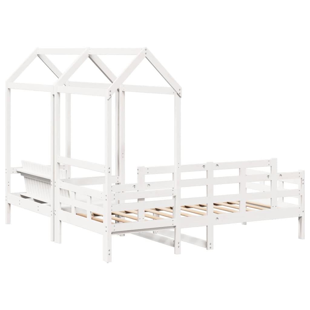 vidaXL Set Dormeuse e Panca con Tetto Bianco 90x190cm Massello Pino