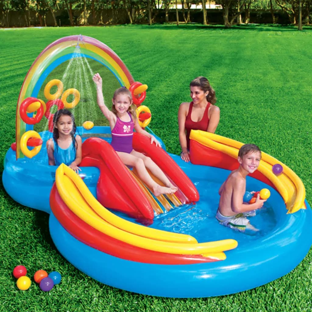 Intex Piscina Gonfiabile Rainbow Ring Play Center 297x193 x135 cm