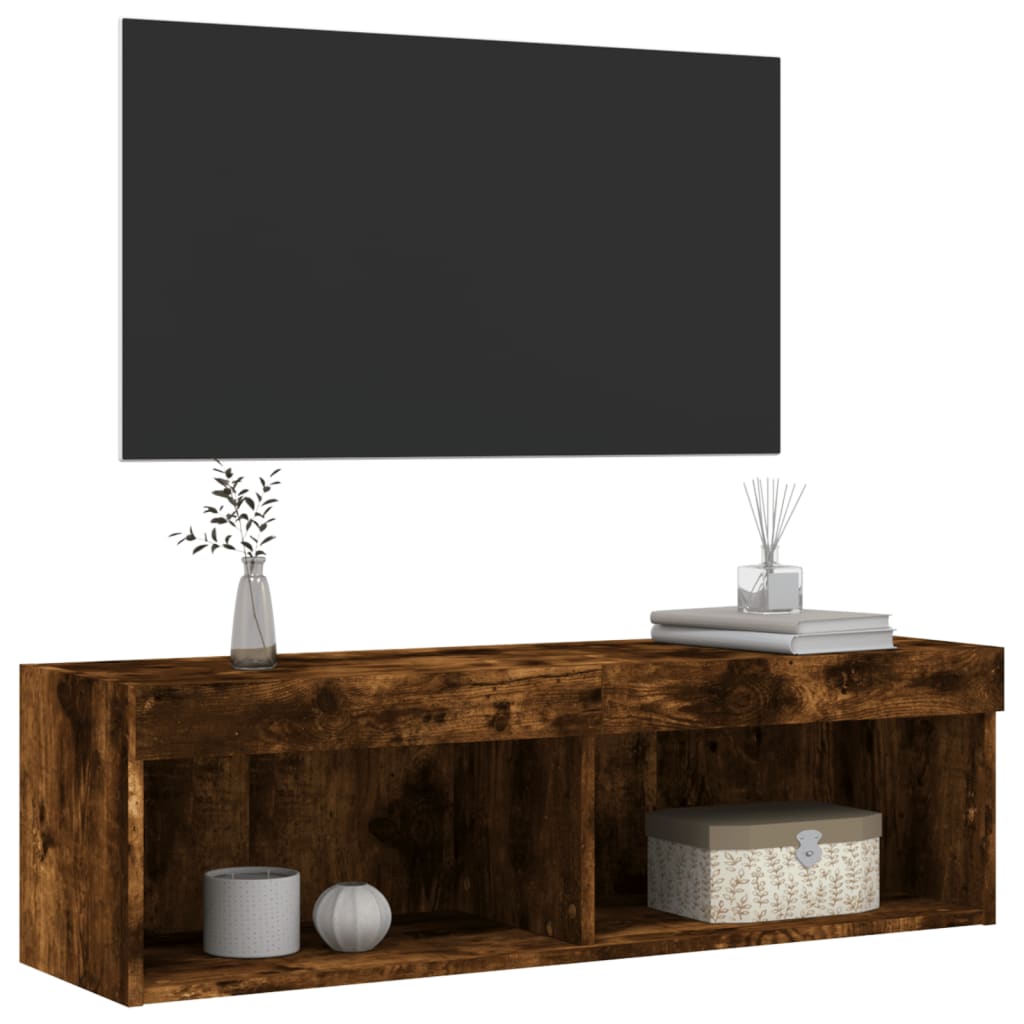 vidaXL Mobile Porta TV con Luci LED Rovere Fumo 100x30x30 cm