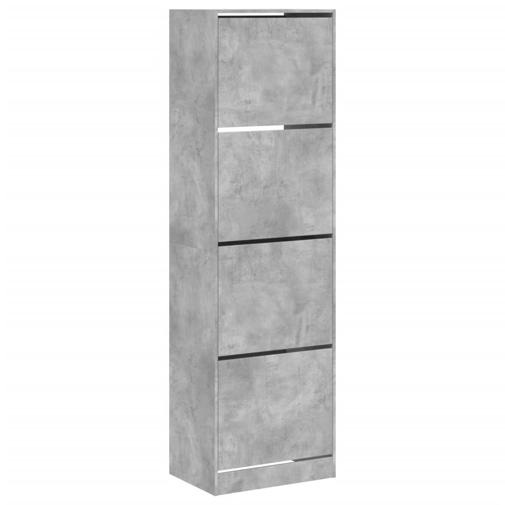 vidaXL Scarpiera 4 Cassetti Ribaltabili Grigio Cemento 60x42x204 cm