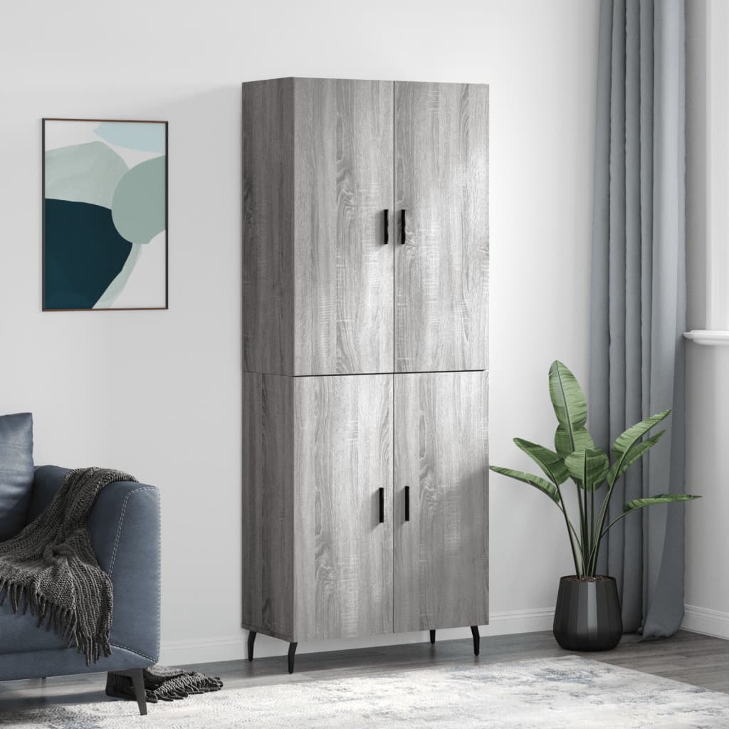 vidaXL Credenza Grigio Sonoma 69,5x34x180 cm in Legno Multistrato