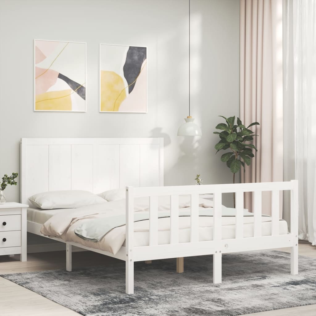 vidaXL Letto senza Materasso Bianco 140x190 cm Legno Massello di Pino