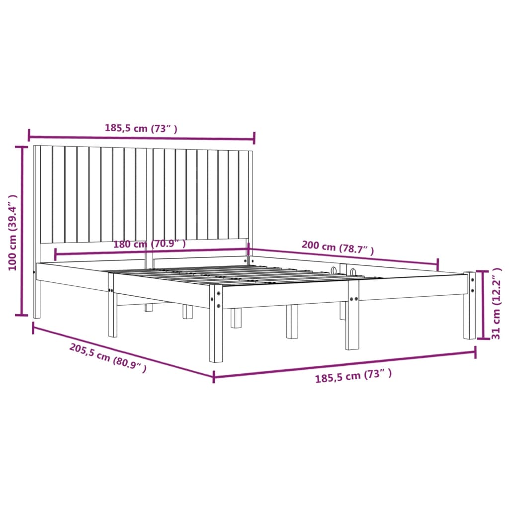 vidaXL Giroletto in Legno Massello 180x200 cm Super King