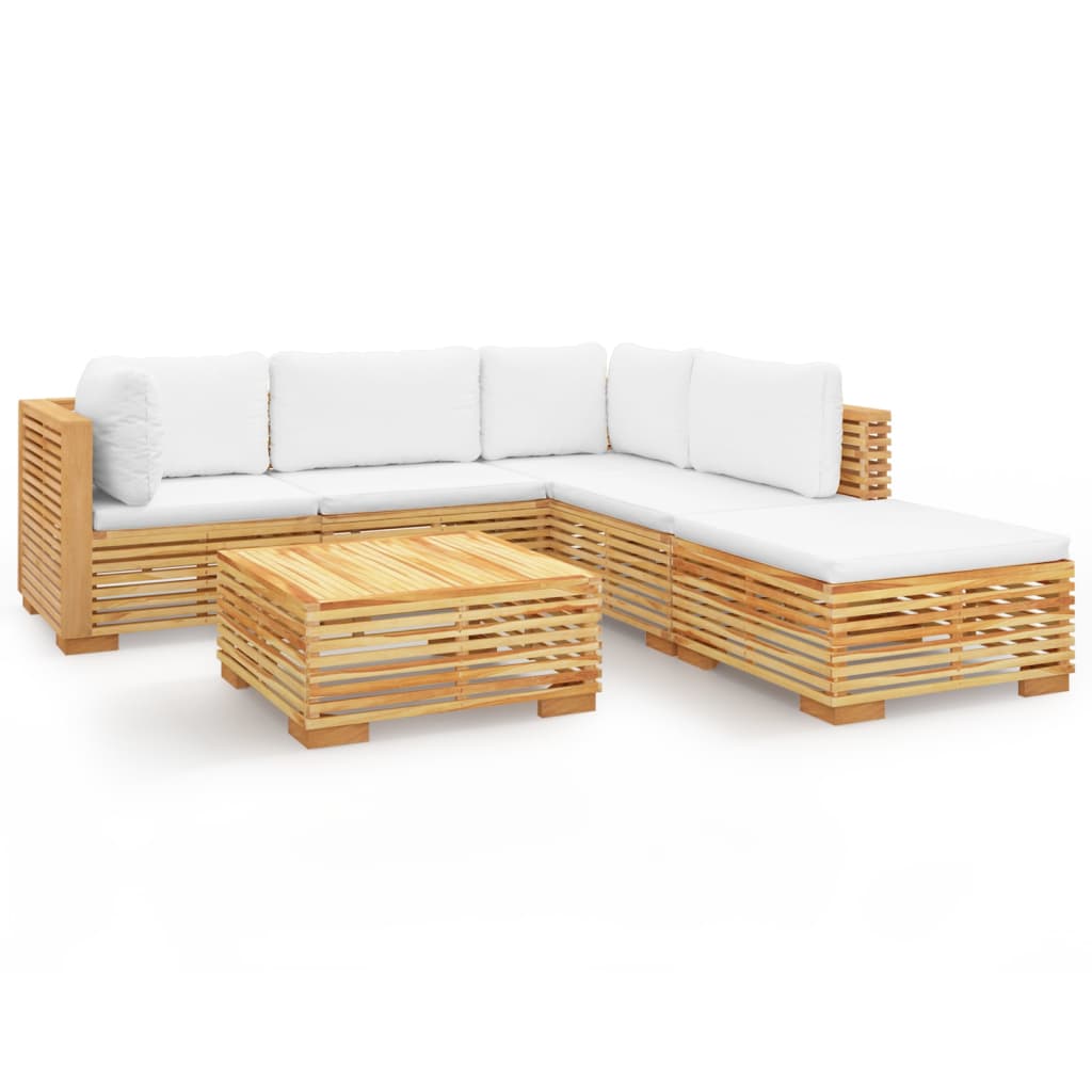 vidaXL Set Divani da Giardino 6 pz con Cuscini Legno Massello di Teak