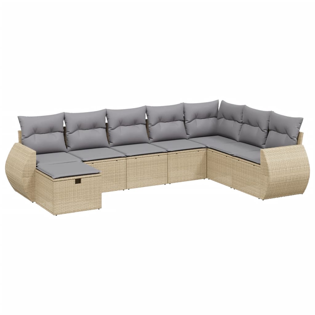 vidaXL Set Divano da Giardino 8 pz con Cuscini Beige Misto Polyrattan