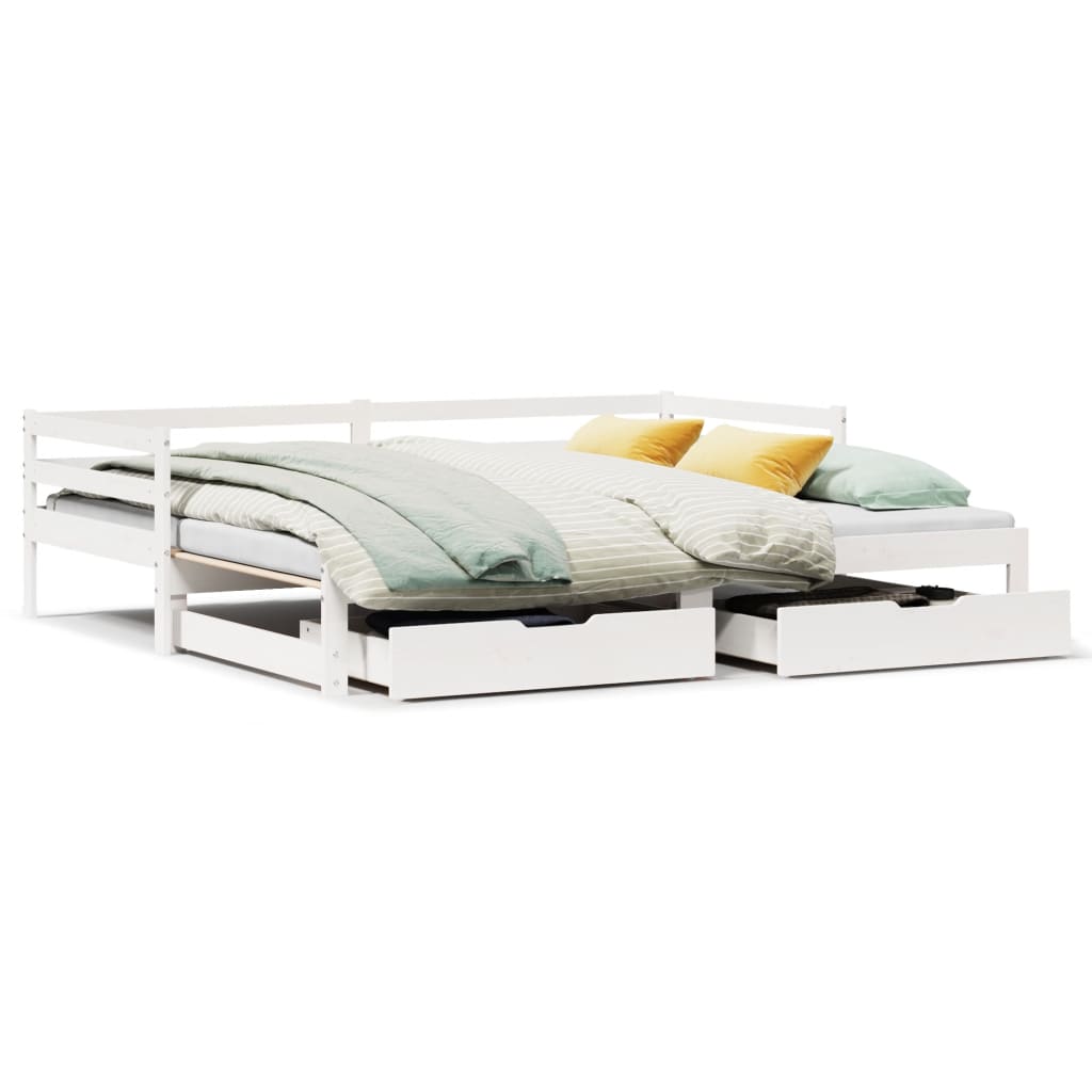 vidaXL Dormeuse Letto Estraibile e Cassetti Bianco 90x200cm Legno Pino