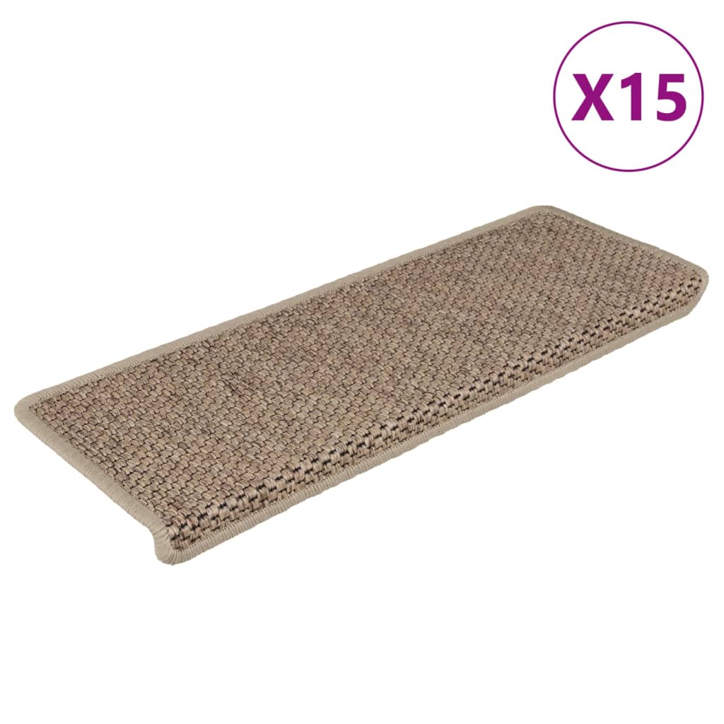 vidaXL Tappeti Autoadesivi Scale Aspetto Sisal 15 pz 65x21x4 cm Sabbia