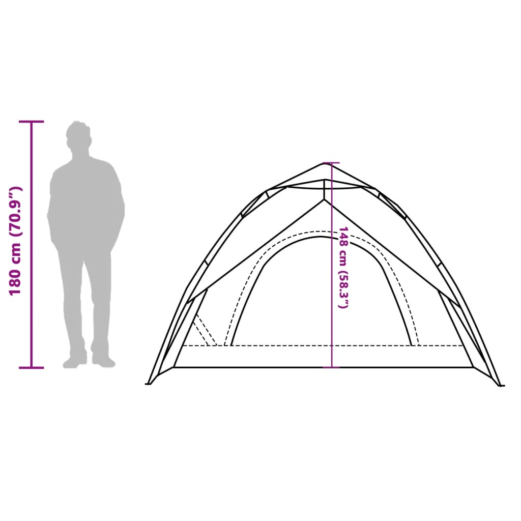 vidaXL Tenda a Cupola 3 Persone Grigio e Arancione a Rilascio Rapido