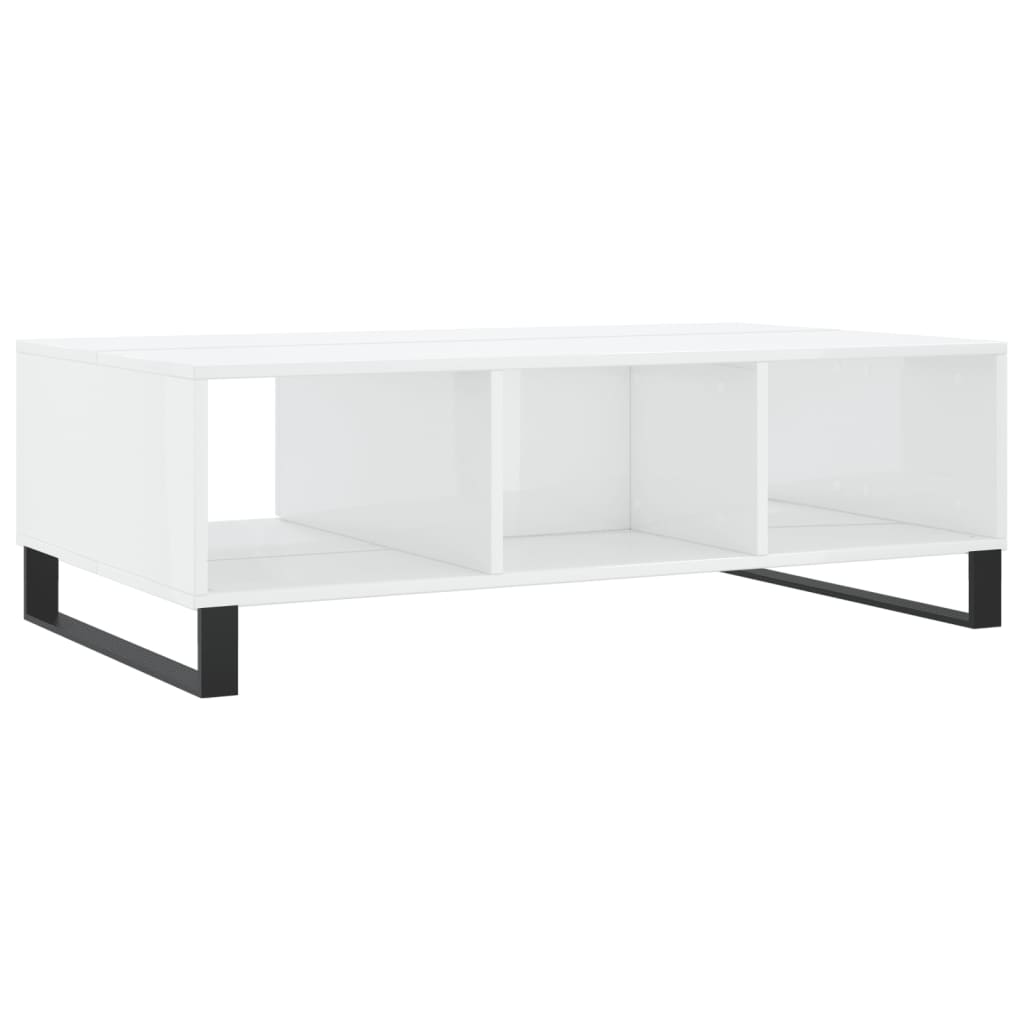 vidaXL Tavolino da Salotto Bianco Lucido 104x60x35cm Legno Multistrato