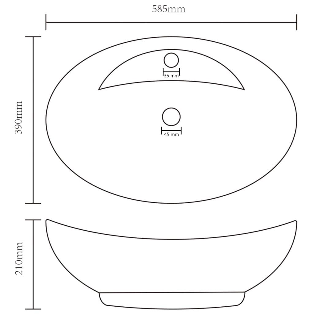 vidaXL Lavabo con Troppopieno Ovale Blu Scuro Opaco 58,5x39cm Ceramica