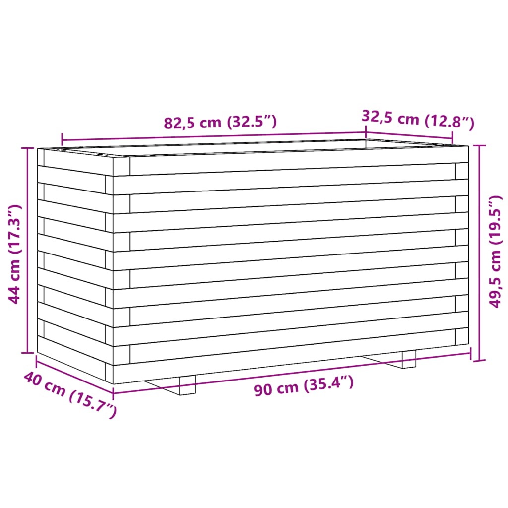 vidaXL Fioriera da Giardino 90x40x49,5 cm in Legno Massello di Pino