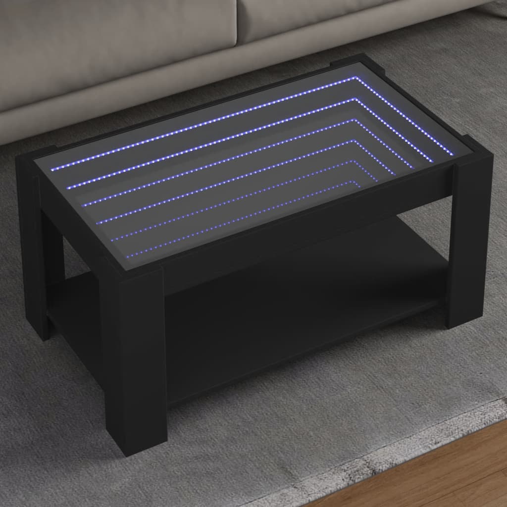 vidaXL Tavolino Salotto con LED Nero 93x53x45 cm Legno Multistrato