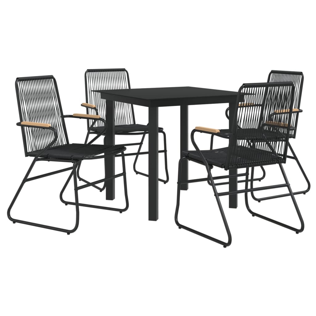 vidaXL Set da Pranzo da Giardino 5 pz Nero in Rattan PVC