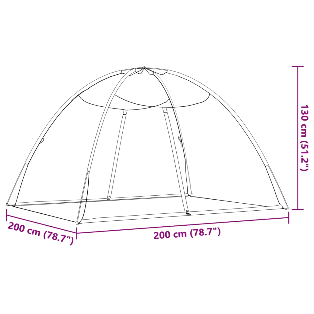 vidaXL Zanzariera Mongolia con Porte 220 Rete Nera 200x120x130 cm