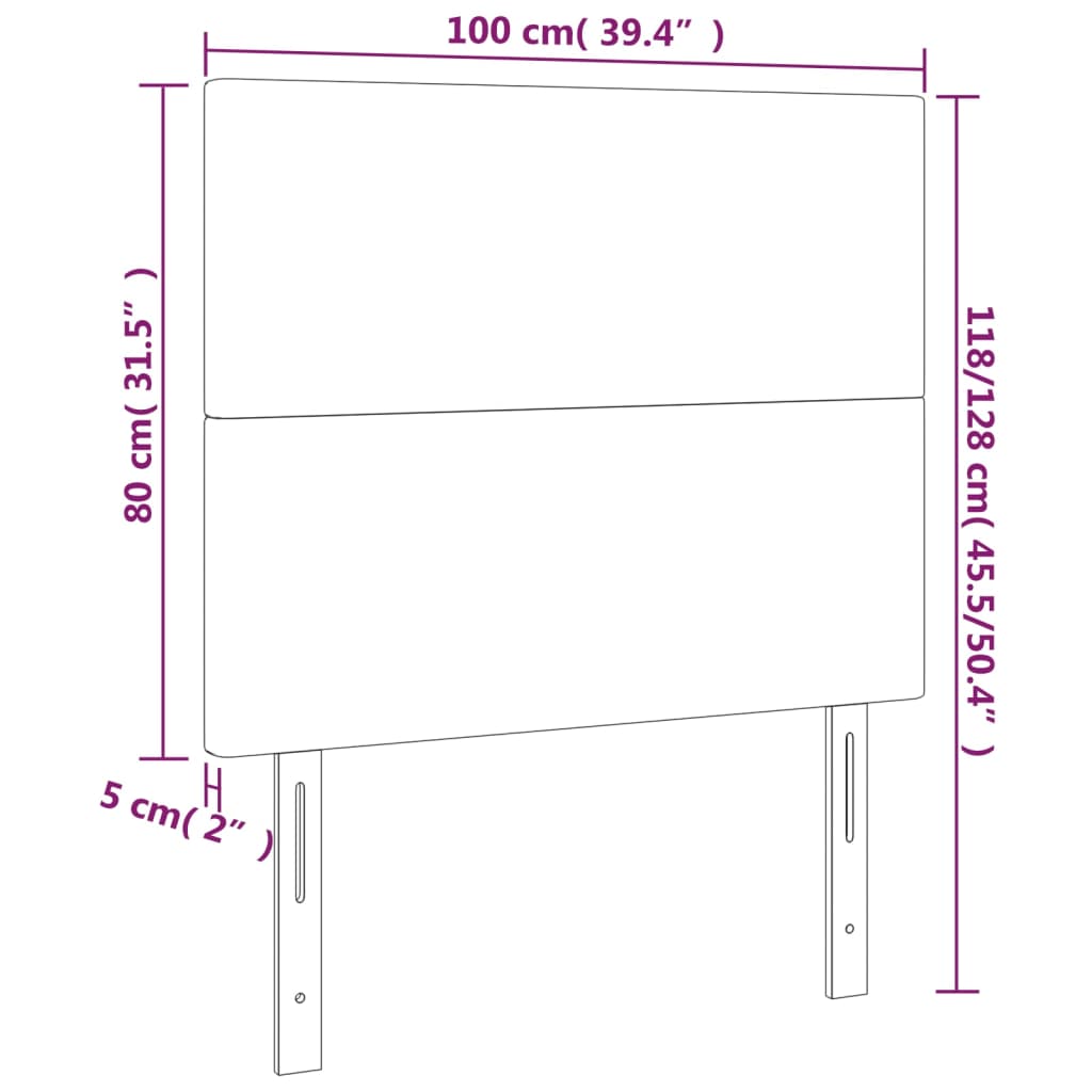 vidaXL Testiera a LED Crema 100x5x118/128 cm in Similpelle