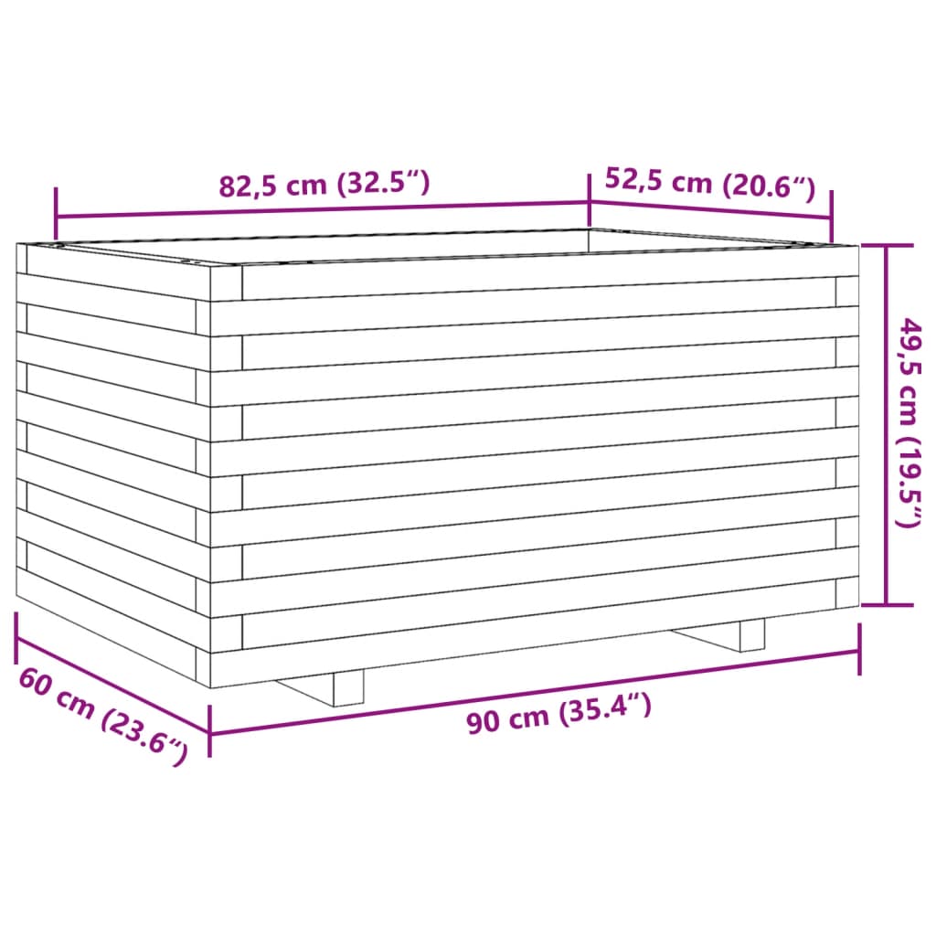 vidaXL Fioriera da Giardino Bianca 90x60x49,5cm Legno Massello di Pino