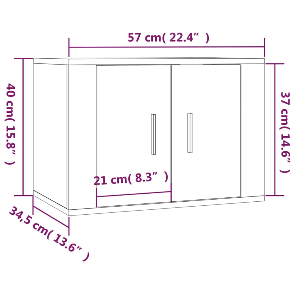 vidaXL Set Mobili Porta TV 2 pz Rovere Fumo in Legno Multistrato