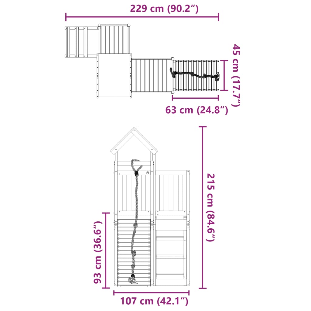 vidaXL Set da Gioco da Esterno in Legno Massello di Pino