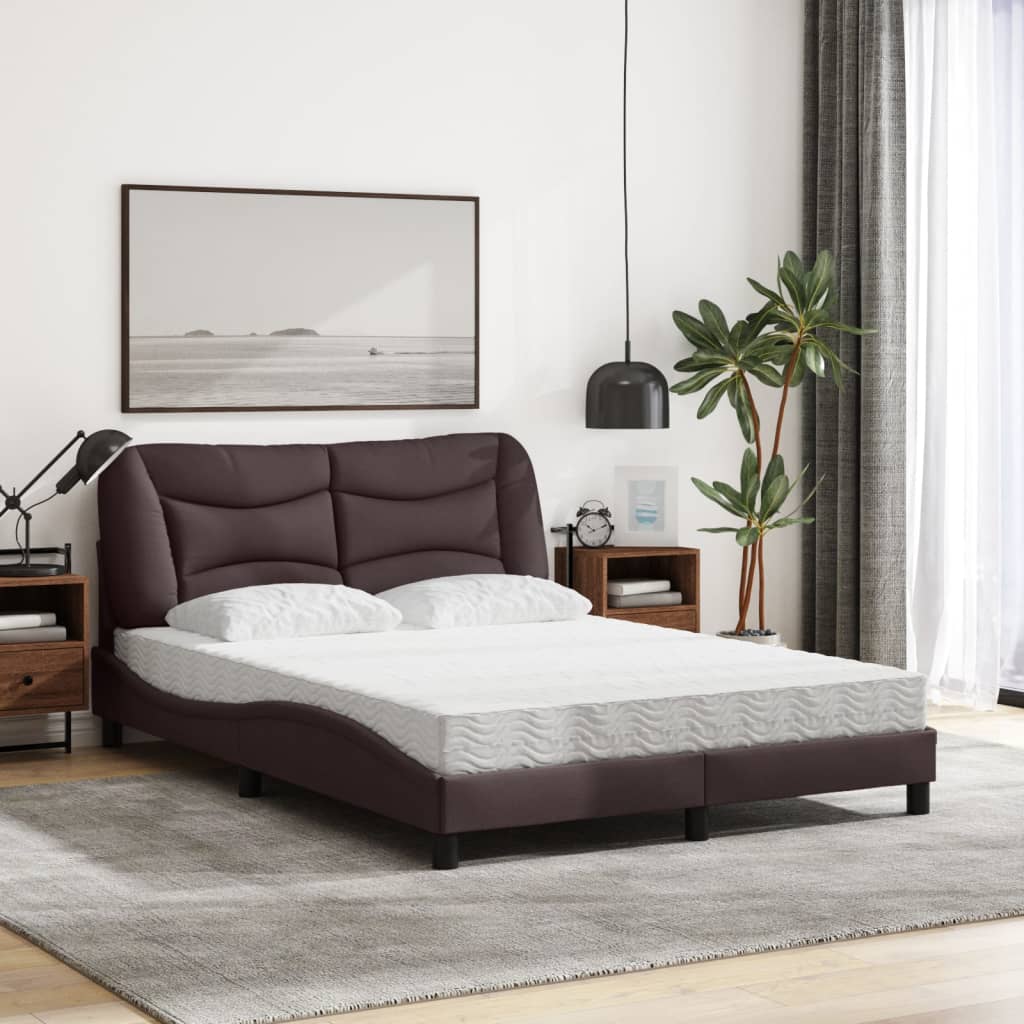 vidaXL Letto con Materasso Marrone Scuro 140x200cm Tessuto