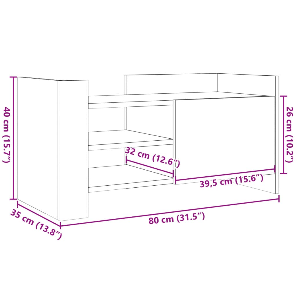 vidaXL Mobile Porta TV Rovere Marrone 80x35x40 cm in Legno Multistrato