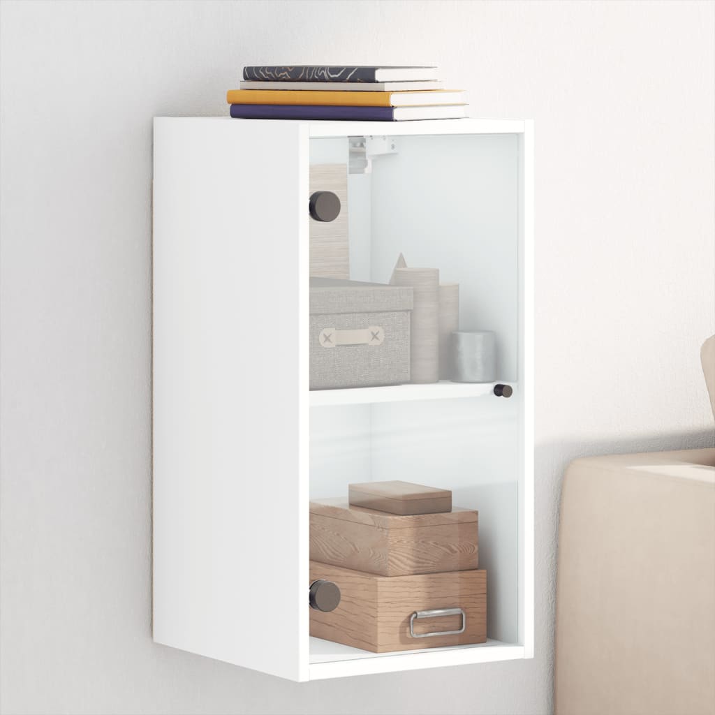 vidaXL Mobile a Muro con Ante in Vetro Bianco 35x37x68,5 cm