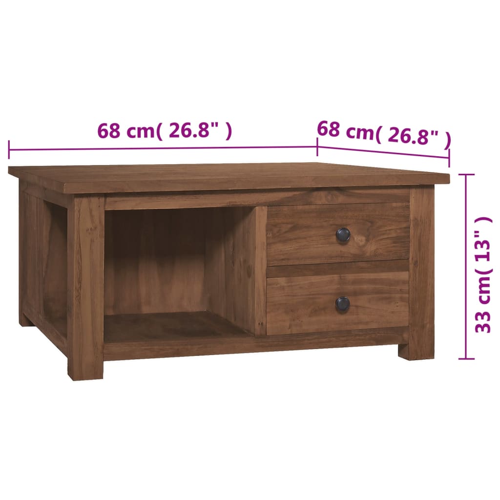 vidaXL Tavolino da Salotto 68x68x33 cm in Legno Massello di Teak