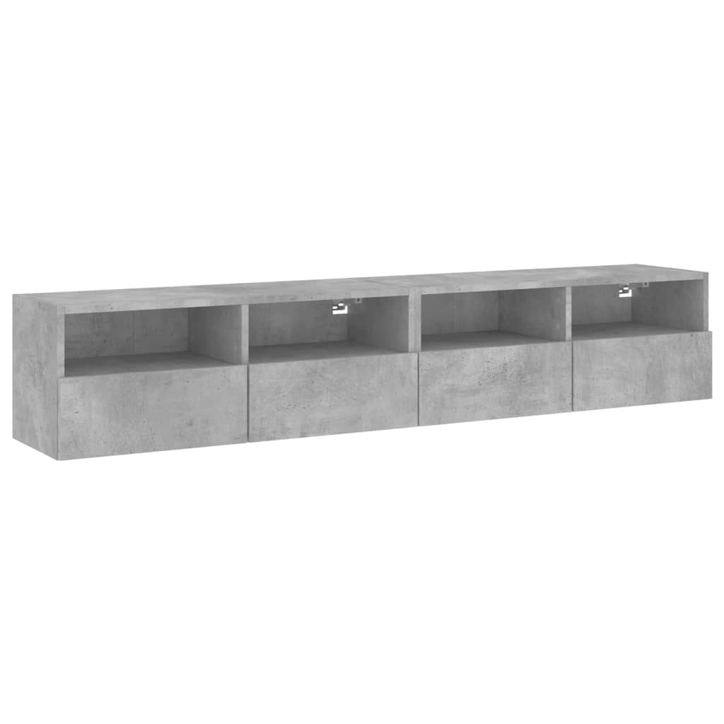 vidaXL Mobili TV Muro 2pz Grigio Cemento 80x30x30 cm Legno Multistrato