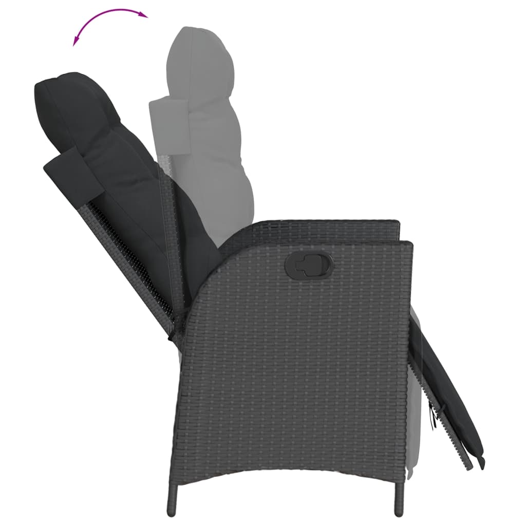 vidaXL Set da Pranzo da Giardino 7 pz Nero con Cuscini in Polyrattan