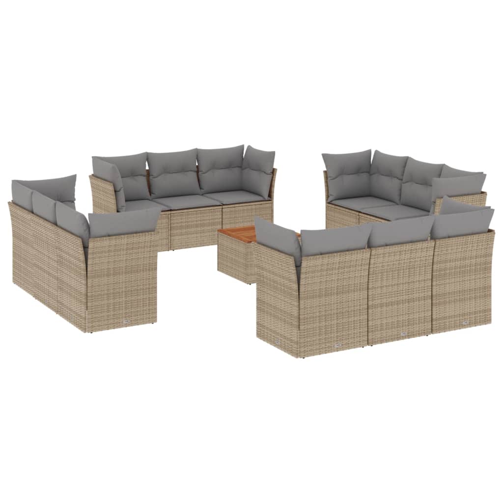 vidaXL Set Divano da Giardino 13 pz con Cuscini Beige in Polyrattan