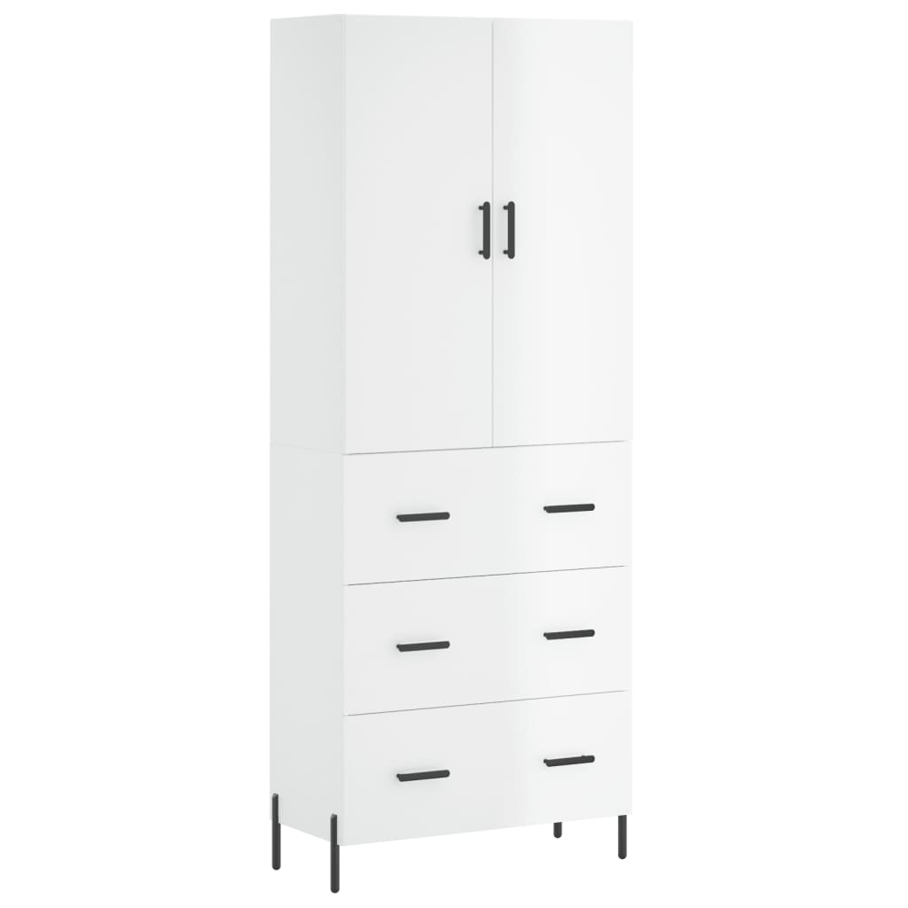 vidaXL Credenza Bianco Lucido 69,5x34x180 cm in Legno Multistrato