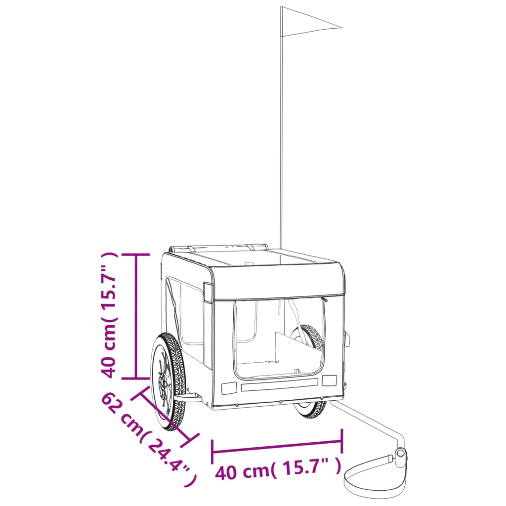 vidaXL Rimorchio da Bici per Animali Grigio e Nero Oxford e Ferro