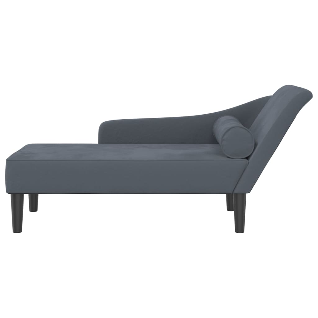 vidaXL Chaise Longue con Cuscini Grigio Scuro in Velluto