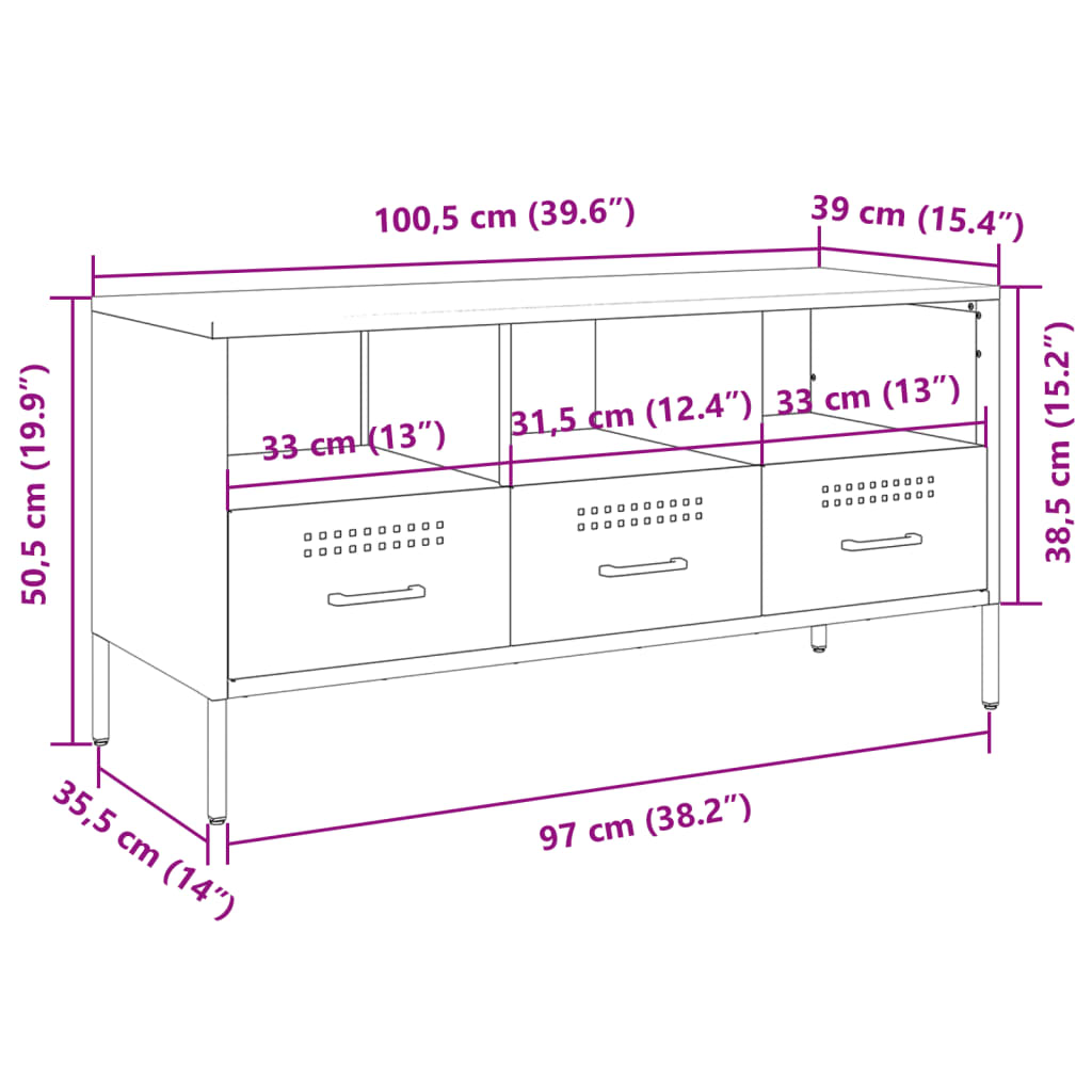 vidaXL Mobile TV Rosa 100,5x39x50,5 cm in Acciaio