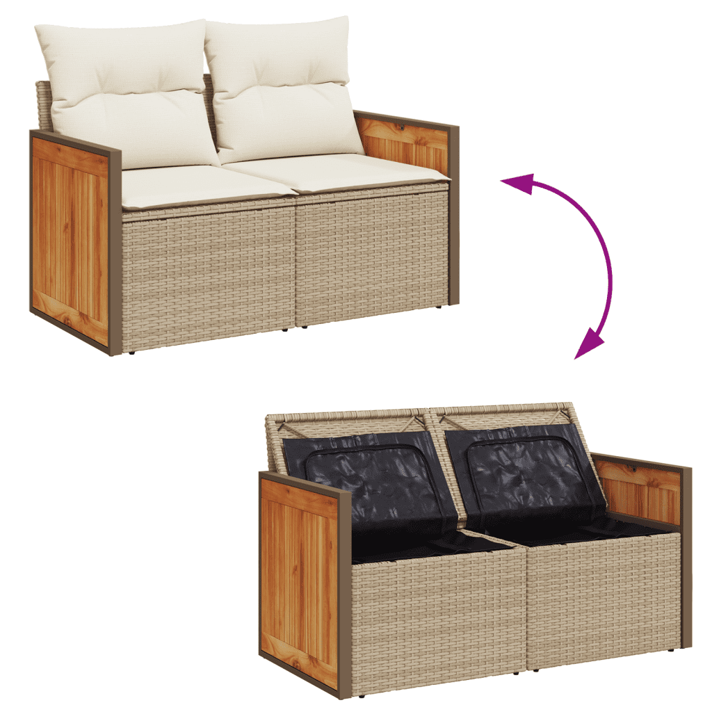 vidaXL Set Divano da Giardino 3 pz con Cuscini Beige in Polyrattan