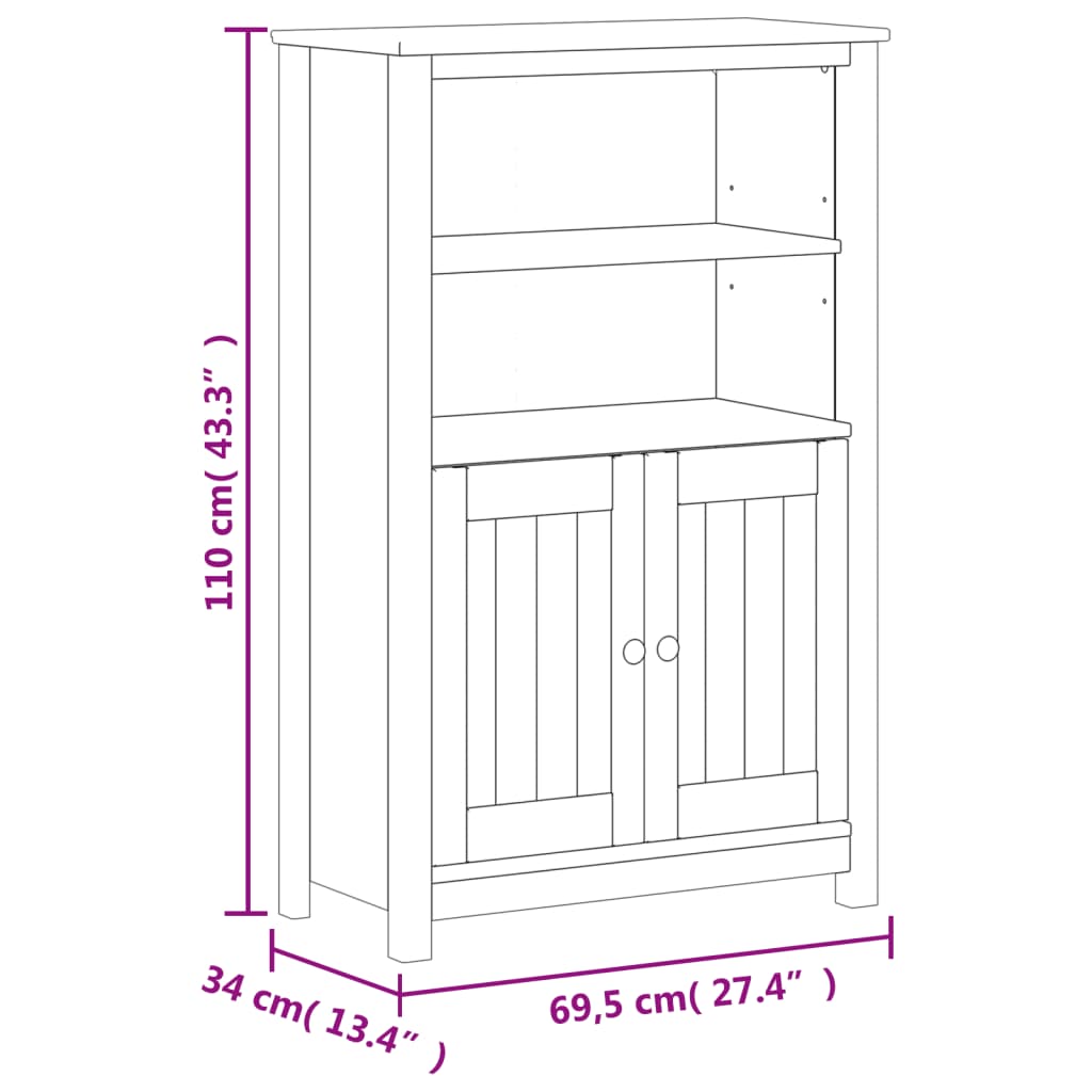 vidaXL Mobile da Bagno BERG Bianco 69,5x34x110 cm Legno Massello Pino