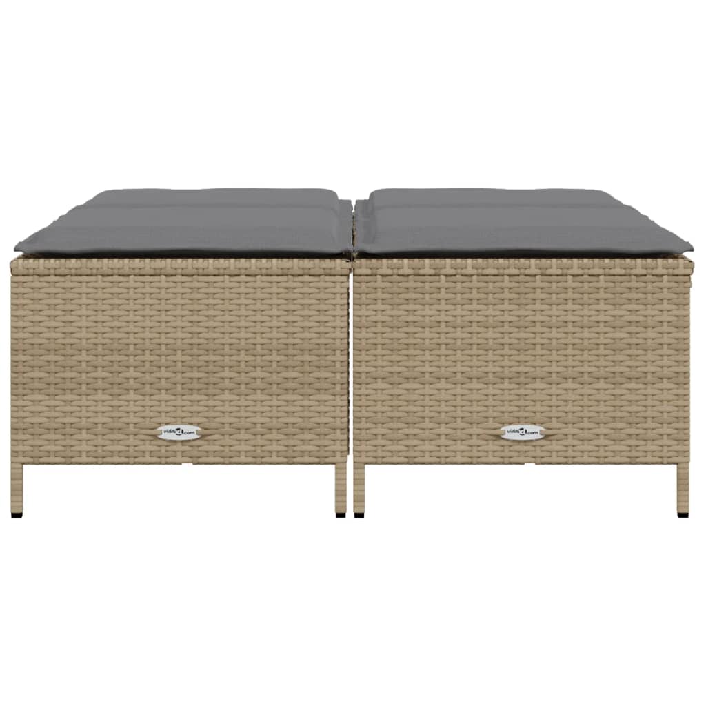 vidaXL Sgabelli da Giardino con Cuscini 4 pz Beige in Polyrattan