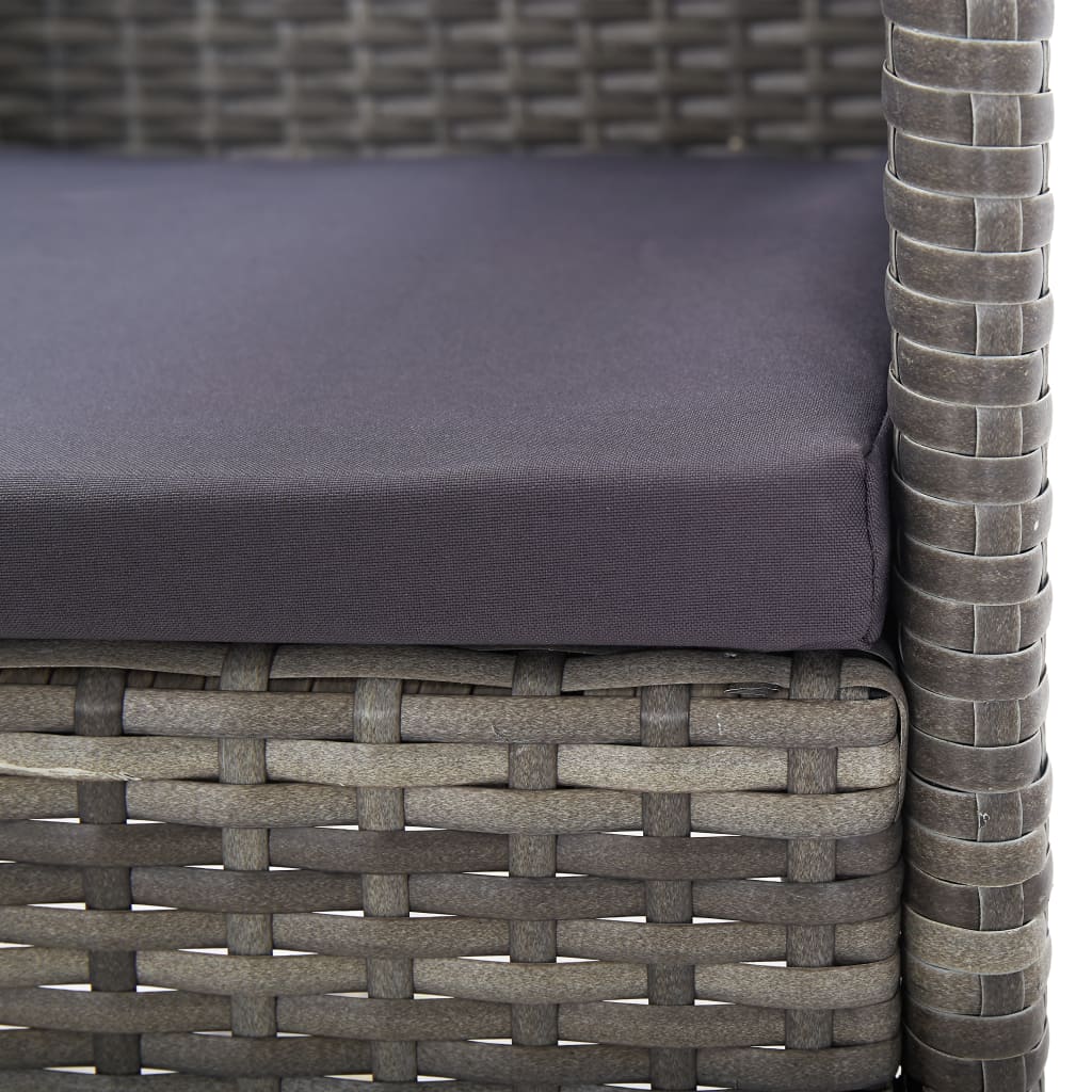 vidaXL Set da Pranzo da Giardino 5 pz Nero Grigio Polyrattan e Acciaio