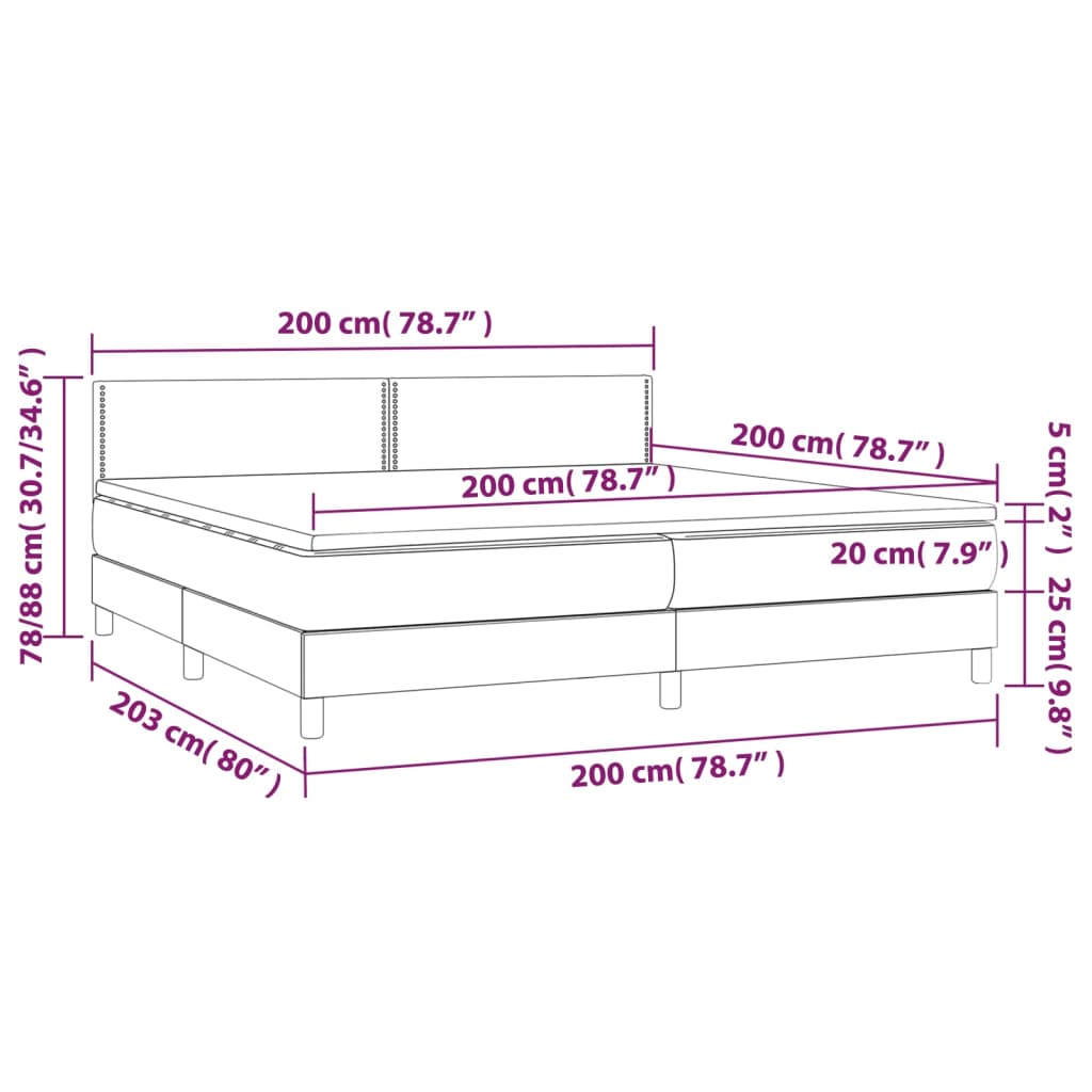 vidaXL Letto a Molle con Materasso e LED Rosa 200x200 cm in Velluto