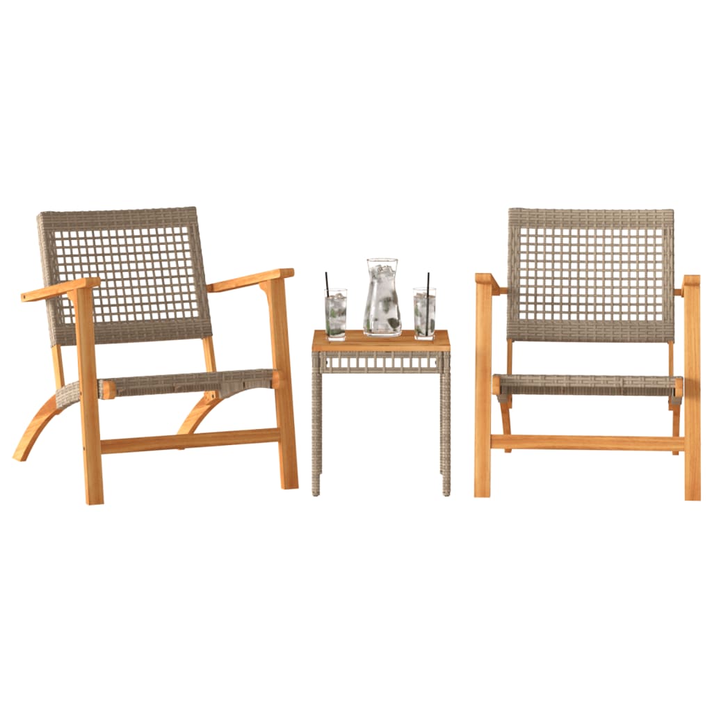 vidaXL Set da Bistrot 3 pz Beige in Polyrattan e Legno Massello Acacia