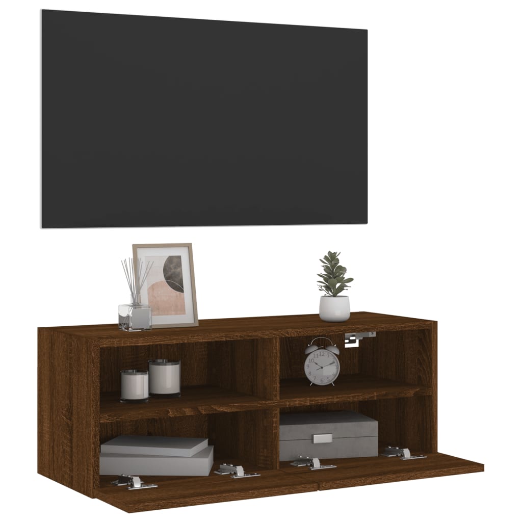 vidaXL Mobile TV a Parete Rovere Marrone 80x30x30 cm Legno Multistrato