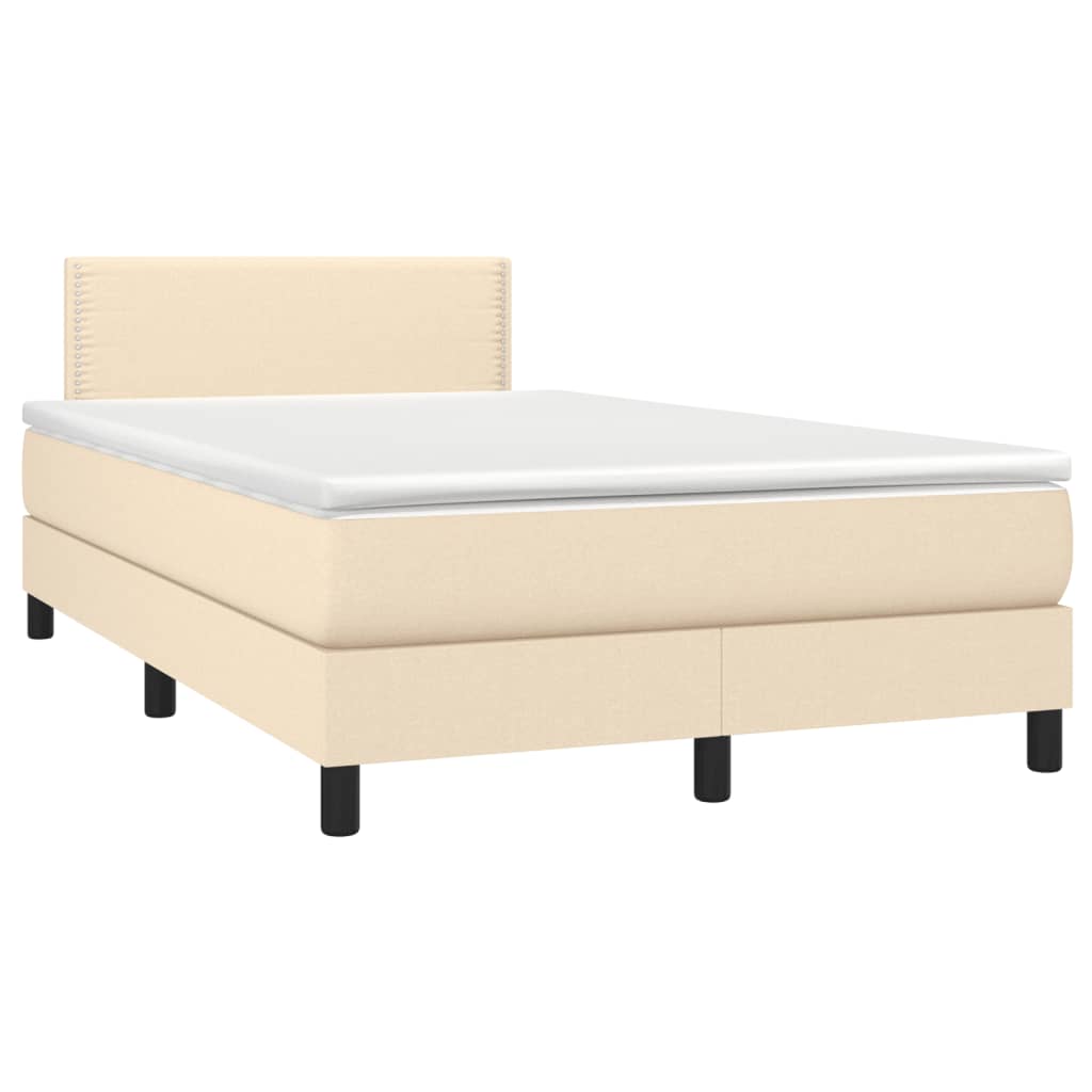 vidaXL Letto a Molle con Materasso e LED Crema 120x190 cm in Tessuto