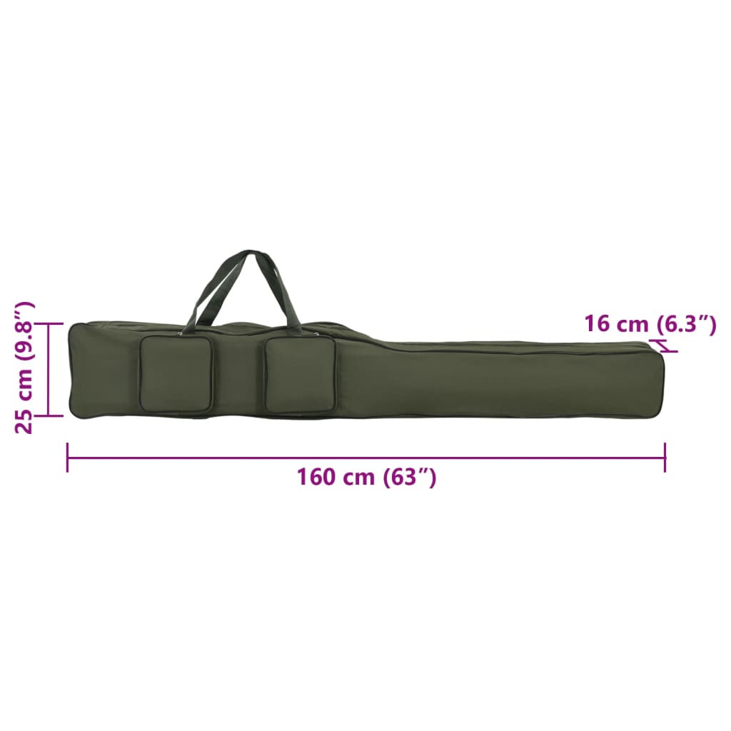 vidaXL Borsa per Canna da Pesca Verde 160 cm in Tessuto Oxford