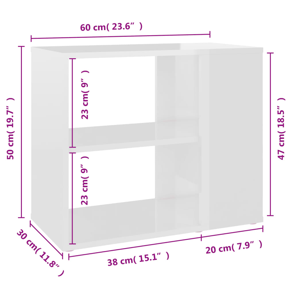 vidaXL Credenza Bianco Lucido 60x30x50 cm in Legno Multistrato